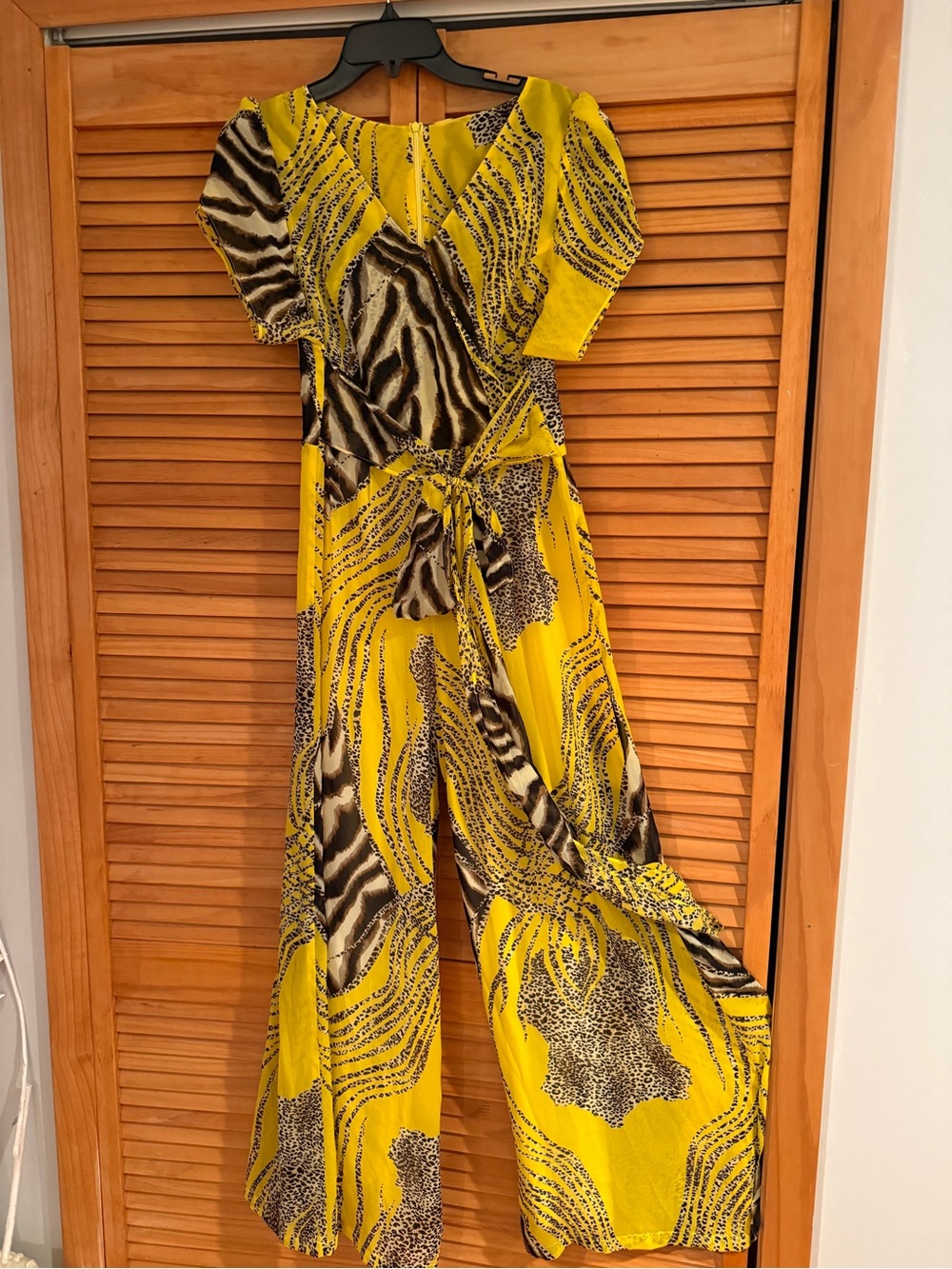 Women's Yellow Animal-Print Jumpsuit size S/M